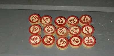Vintage Wooden Bingo Markers - 15 Pieces - Image 1 of 3