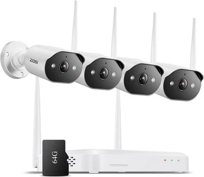 ZOSI 8CH 4K NVR 2K Wi-Fi 6 Sistema de Cámara de Seguridad Wifi Metal Exterior Tarjeta de 64 GB Foto 1 de 4