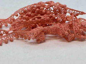 1940er Kugelborte Koralle/Lachs 3 Yards x 3/8" Deko New Old Stock Kleidung/Handwerk c - Bild 1 von 4