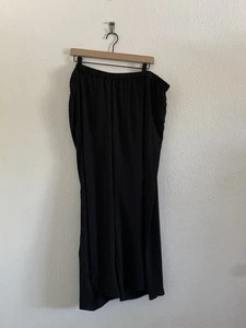 Eileen Fisher Black Wide Leg Crop Pants Silk Georgette Crepe Plus Size 2X - Picture 1 of 12