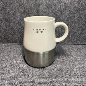 Starbucks Coffee 2004 White Ceramic Mug w/ Stainless Steel Bottom 14 Oz - Picture 1 of 9