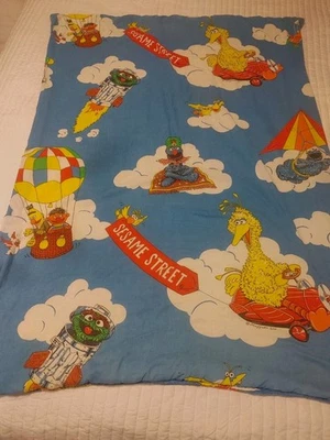 Vtg Sesame Street Handmade Childrens Quilt Blanket 53"x37"Cotton Big Bird Elmo - Image 1 of 4