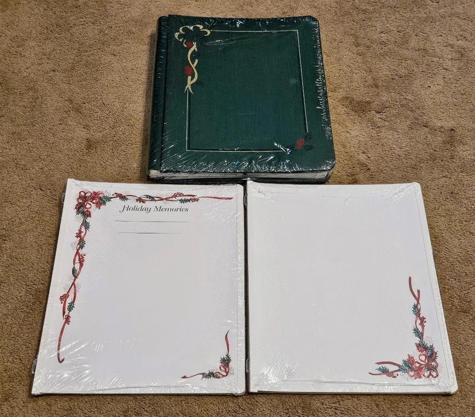 Винтажный рождественский альбом Creative Memories 8x10 Green Holly + 2 упаковки праздничных страниц - Изображение 1 из 4