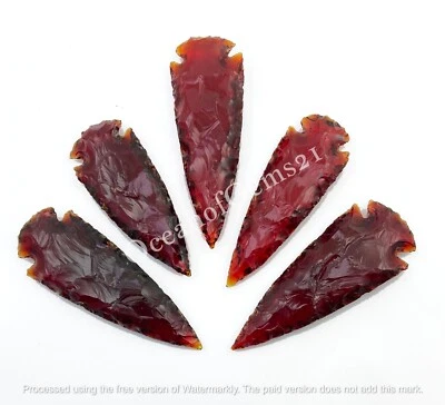 Man-made Red Garnet 3-4 Inch Arrowhead Crystal 4 Pieces Gemstone Cabochon - Image 1 of 4