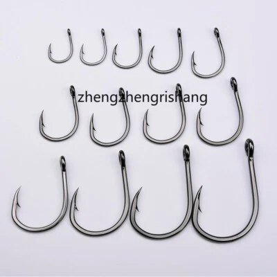 50pcs Strong Offset Sport Circle Fishing Hooks Black Octopus Fish Hooks 1#-12/0 - Image 1 of 4