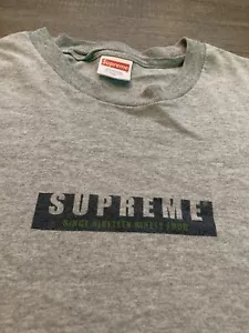 Vintage Supreme Box Logo Established 1994 Long Sleeve Gray Tee Shirt Size M - Picture 1 of 7