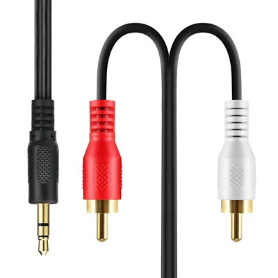 Gold 15FT 3.5mm to 2RCA Male Audio Auxiliary Aux Stereo Y Splitter Cable Cord - Image 1 of 4