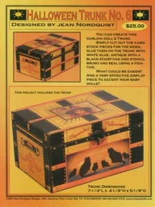 Jean Nordquist's HALLOWEEN PAPER COVERED WOOD TRUNK 7-1/4"L x 4-1/8"H x 5-1/8"D - Picture 1 of 1