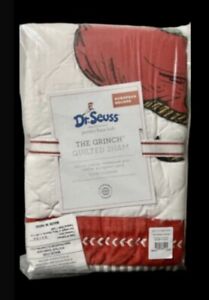 POTTERY BARN KIDS TEEN Dr Seuss The Grinch Quilted Euro Pillow Sham Christmas