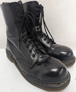 DR. MARTENS MADE IN ENGLAND SCHWARZ LEDER STAHL ZEHENKAPPE STIEFEL UK9 US10 EU43 K536 - Bild 1 von 12