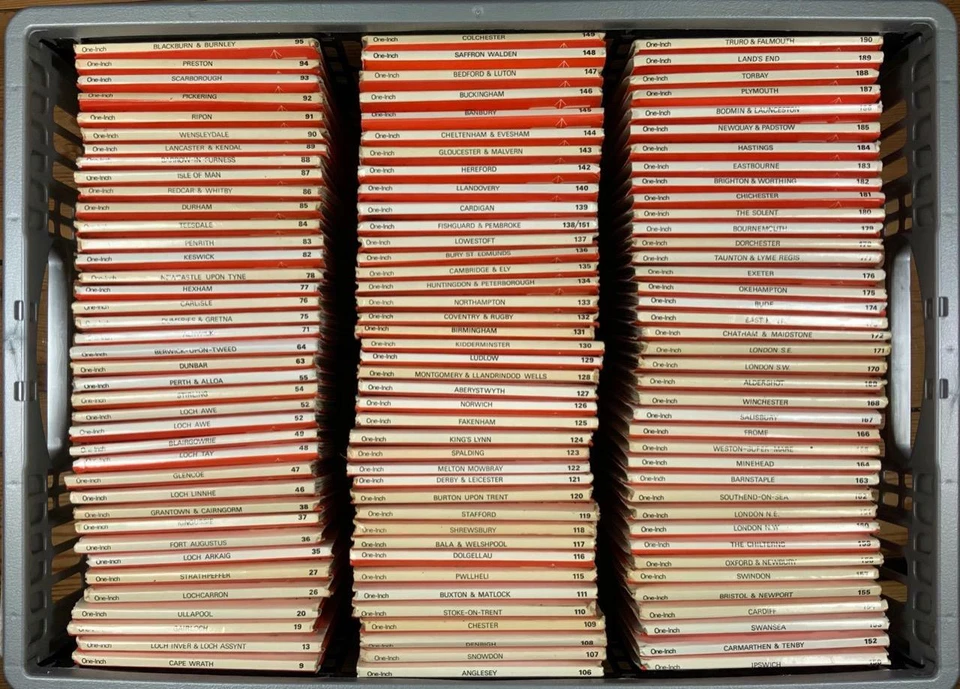 Vintage Ordnance Survey 7th series maps, red covers, VG, choose one or more - Image 1 of 1