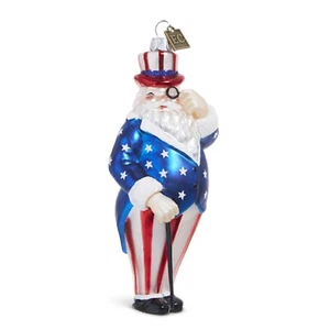 New Eric Cortina Glass Patriotic Santa Ornament 4353129 Free Shipping - Picture 1 of 3