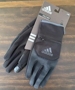 NEW adidas Cold.Rdy BLACK Tech Zip Pocket Running Gloves Mens Unisex L/XL AW0081 - Picture 1 of 2