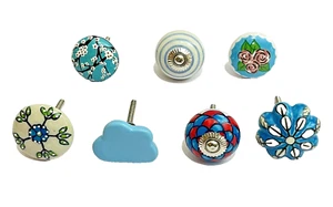 Ceramic 7 Pcs Blue Kitchen Knob Cabinet Knob Drawer Knob Door Knobs Handle Pull - Picture 1 of 6