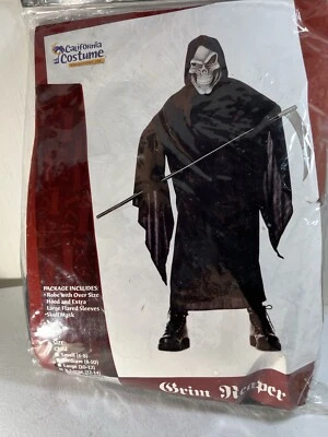 Grim Reaper Mask Robe Child Ghost Monster Halloween XL 12-14 CA Costume NOS - Image 1 of 4