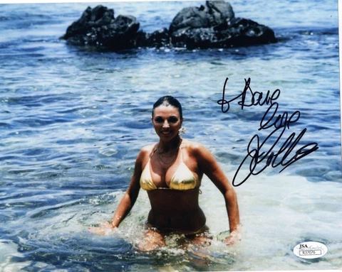 JOAN COLLINS HAND SIGNED 8x10 COLOR PHOTO    SEXY BIKINI BODY    TO DAVE     JSA Cover