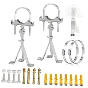 Soporte de abrazadera de mástil de antena de montaje en pared doble resistente para montaje en antena exterior - Imagen 1 de 8