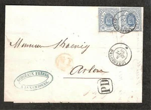 Luxembourg 1860 Brief von Luxembourg nach Arlon (Belgien) mit Paar Nr. 6 - Bild 1 von 4