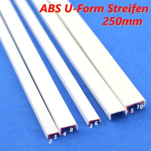 ABS Polystyrol U-Profil Streifen Kunststoffprofile Stab Weiß 250mm Modellbau - Picture 1 of 7