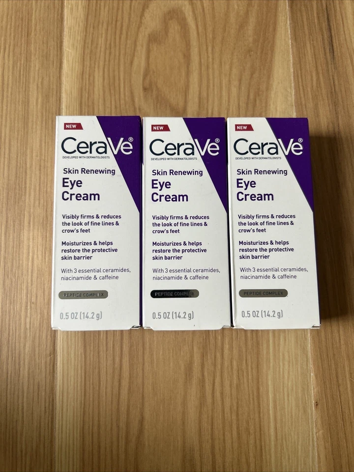 PACK de 3 crema de ojos renovadora de piel Cerave para arrugas péptido’s niacinamida 0,5 oz Foto 1 de 3