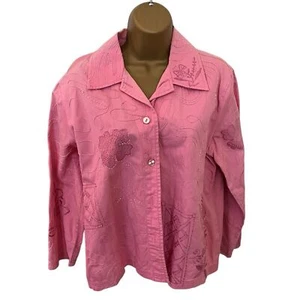 Vintage 90s-Y2K Draper’s & Damon’s Western Embroidered Button-Up Top - Pink - PM - Bild 1 von 5
