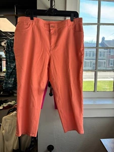 Isaac Mizrahi Live Orange Cropped Elasticizzato Donna Capris - Taglia 18W - Foto 1 di 3