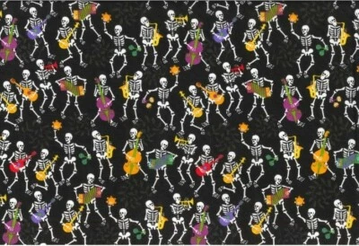 Fabric Tradition-  Halloween Musical Skeletons Quilting and Crafting Fabric - Image 1 of 3