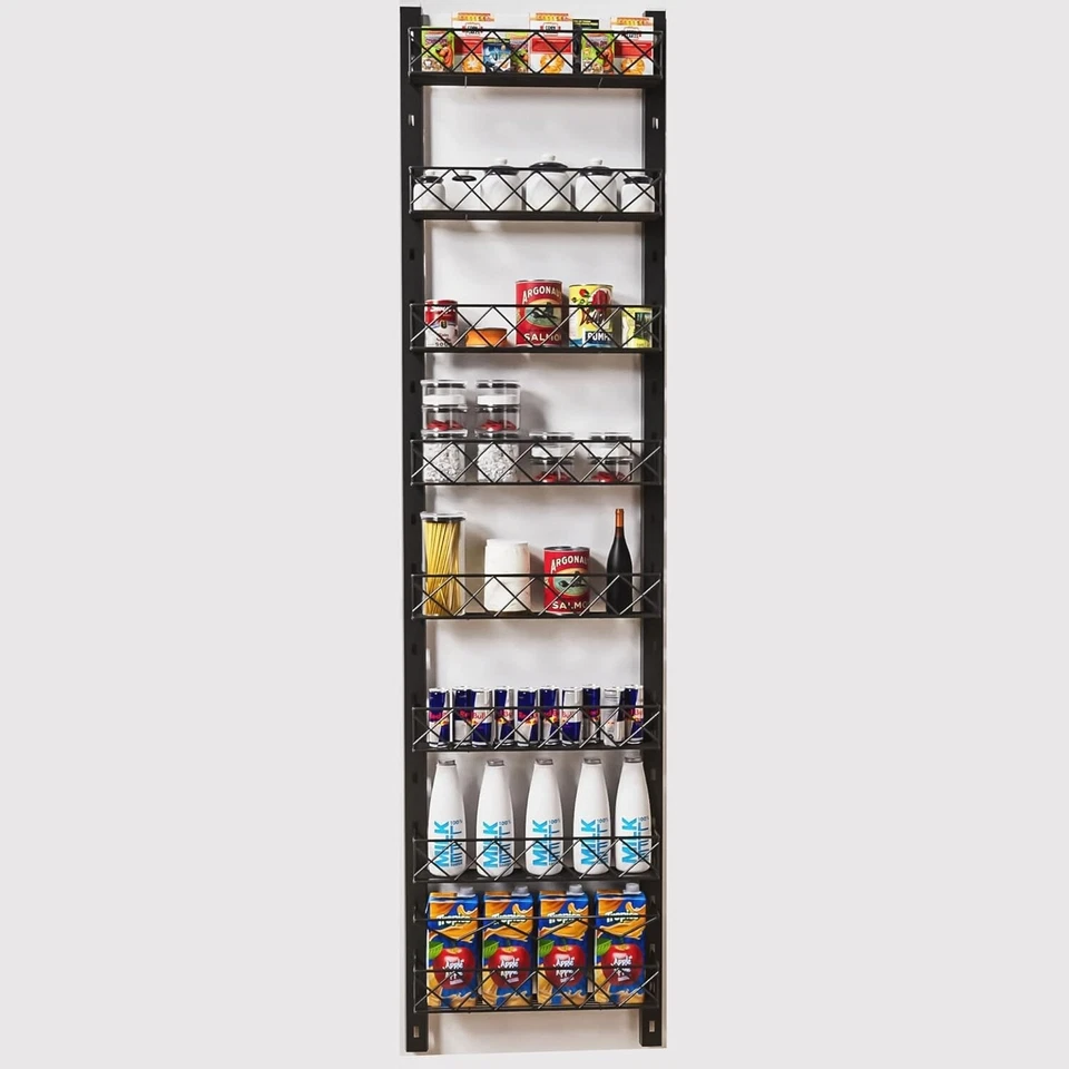 8-Tier Pantry Door Organizer, Spice Rack with Adjustable Baskets - Image 1 of 4