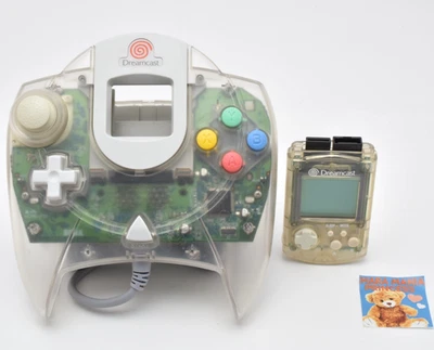 Sega Dreamcast DC Controller Clear Visual Memory Set Tested Good Rare Japan JP - Image 1 of 4