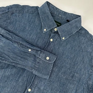 William Crabtree & Sons Mens Blue Chambray Button Down Shirt Size 18 - Picture 1 of 11