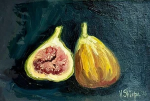 Feigen Original Ölgemälde Obst Stillleben Küche Impressionismus Kunst Signiert - Bild 1 von 8