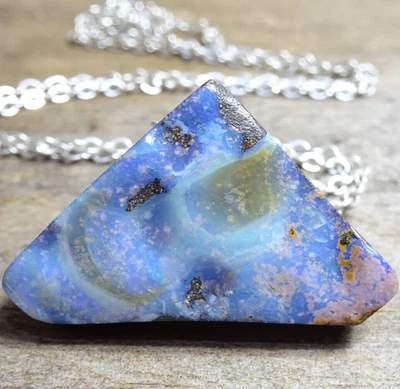 31.50 CT AUSTRALIAN BOULDER OPAL Pendant Necklace Silver 925 Jewelry Vodeo - Image 1 of 4