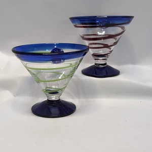 2 Kosta Bota mundgeblasene Royal Caribbean Martini Dessert Glas - Swirl Design EUC - Bild 1 von 6