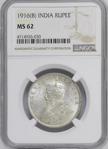 1916B British India Rupee NGC MS62 - Picture 1 of 2