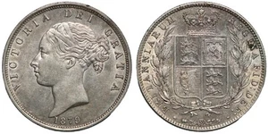 Great Britain 1879 Halfcrown Victoria Young Head S-3889 Sterling Silver Coin - Picture 1 of 3