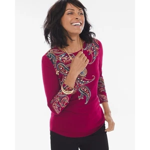Chico's Damen kleiner klassischer Paisley Pullover rot Shirt Freizeit Büro Bohemian - Bild 1 von 9