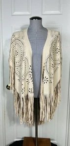 Persun Woman’s Faux Suede Kimono Cape Fringed Asymmetric Cover Up Shawl - Picture 1 of 3