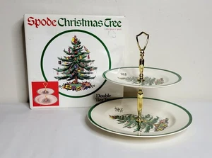 Vintage SPODE Christmas Tree Double Tier Tray in Original Box - Picture 1 of 17