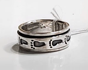 SPINNER Sterlingsilber Bewegung/Sorgen Ring Fußabdruck Größe 8 - Bild 1 von 1