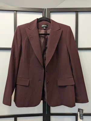 Kasper Blazer Suit Jacket Burgundy, Women’s 2 Button 100% Polyester Lined Sz 6P - Image 1 of 4