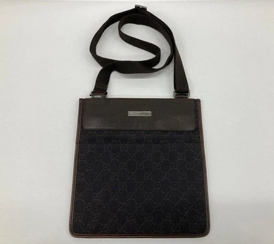 Bolso de Hombro Gucci Vintage Cuero Negro GG Cartera Auténtico Bandolera Logo Mano Foto 1 de 4