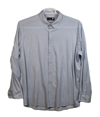 Camisa masculina manga longa hexágono azul e branca JF Ferrar XL 34-35 - Imagem 1 de 4