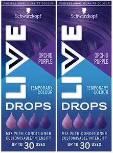 2 x Schwarzkopf, LIVE, Colour Drops Semi-Permanent Hair Dye, ORCHARD PURPLE - Picture 1 of 5