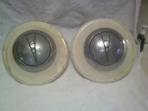 FORD 1940-41** PAIR** NEAR MINT HUBCAPS NO RUST OR DAMAGE - Picture 1 of 2