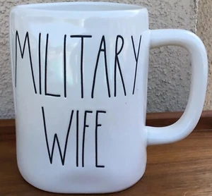 New Rae Dunn Coffee Mug MILITARY WIFE Artisan White Ceramic Cup 16oz. - Picture 1 of 6