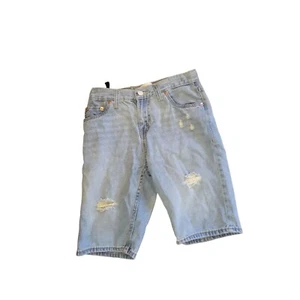 Levi's 511 Shorts Youth Sz 14 / 27 Slim Blue Denim Distressed Mid Length - Picture 1 of 7