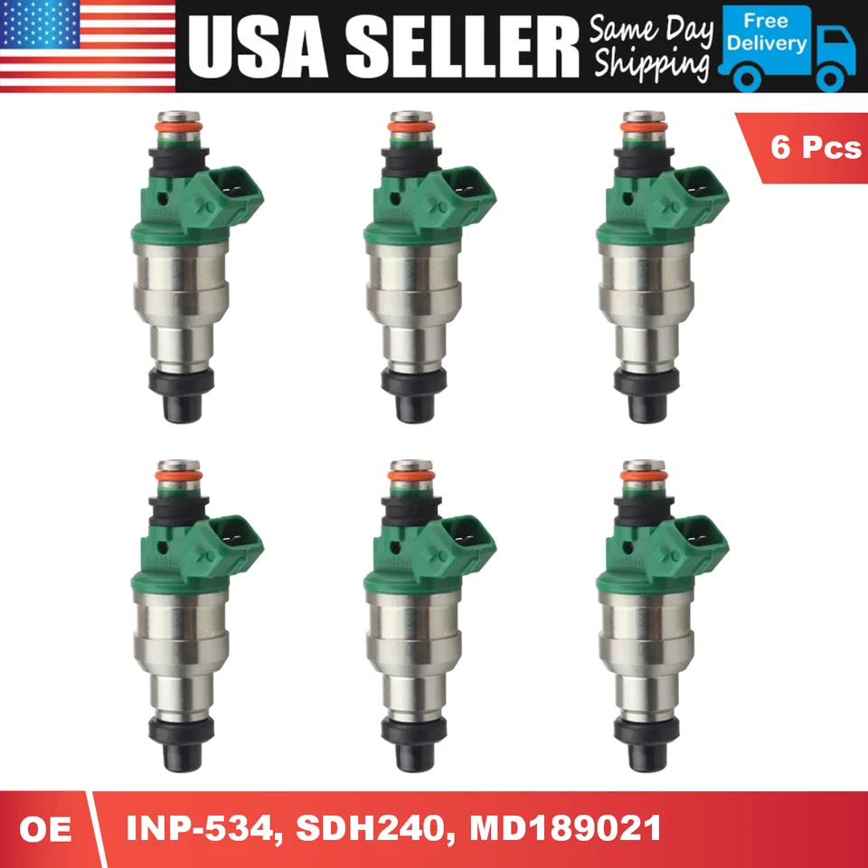6Pcs Fuel Injectors INP-534 MD189021 For Mitsubishi Montero 1994-1996 3.5L V6 - Image 1 of 4