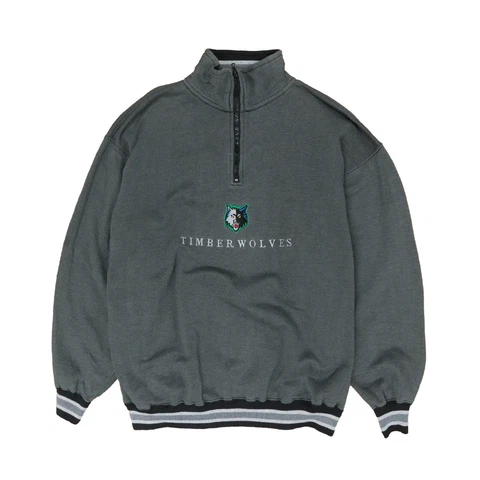 Vintage Minnesota Timberwolves 1/4 Zip Sweatshirt Size Large Gray NBA Cover