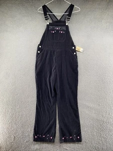 Vintage Y2K Floral Embroidered Velvet Velour Overalls in Size XL 14/16 NEW - Picture 1 of 15