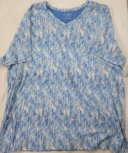 Camisa Top Para Mujer Catherines Manga Corta Azul Blanco Gris Estampado NUEVA Camiseta Talla 2X - Imagen 1 de 6